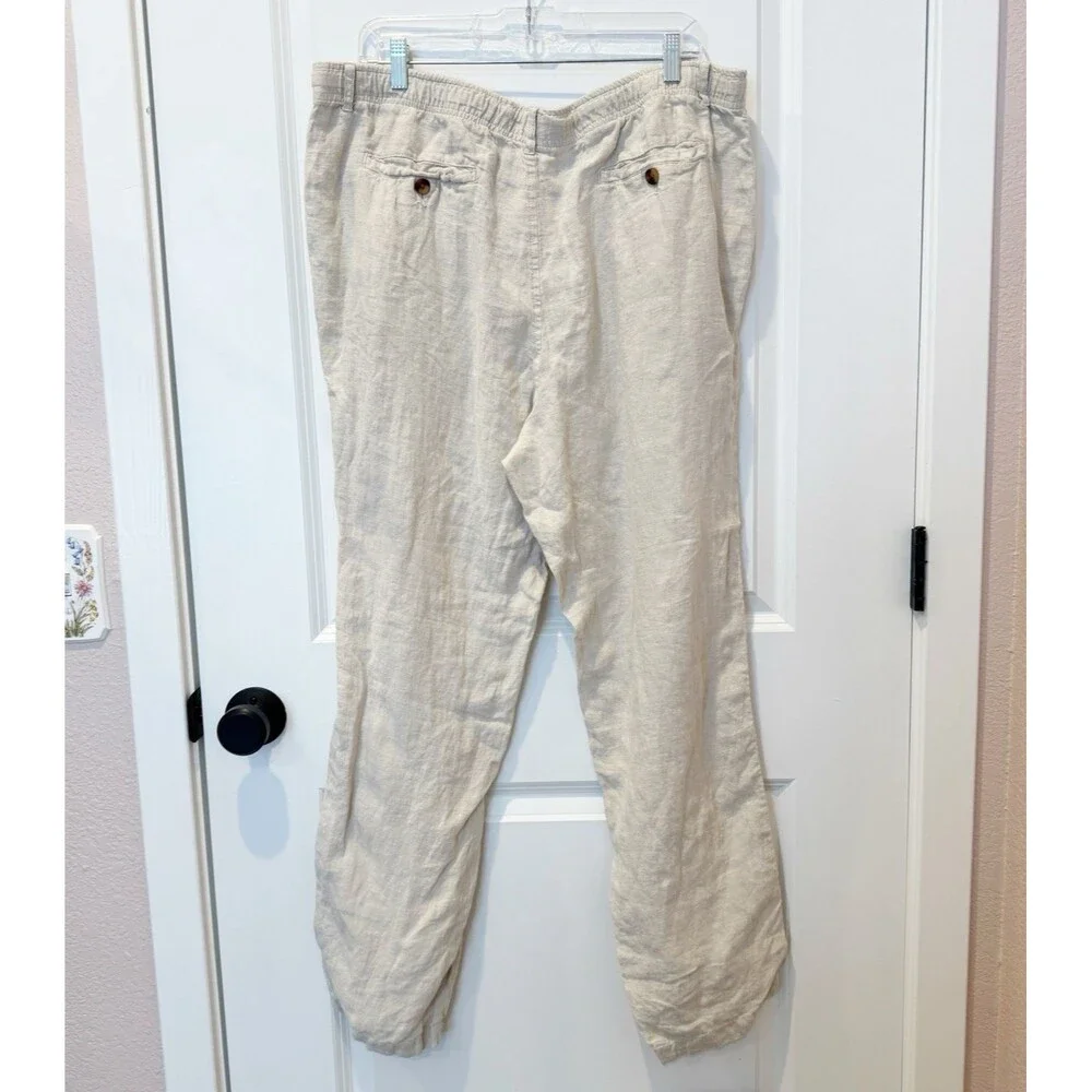 Club Room Mens Linen Pants XL Tan‎ Straight Leg Lightweight Minimalist Resort